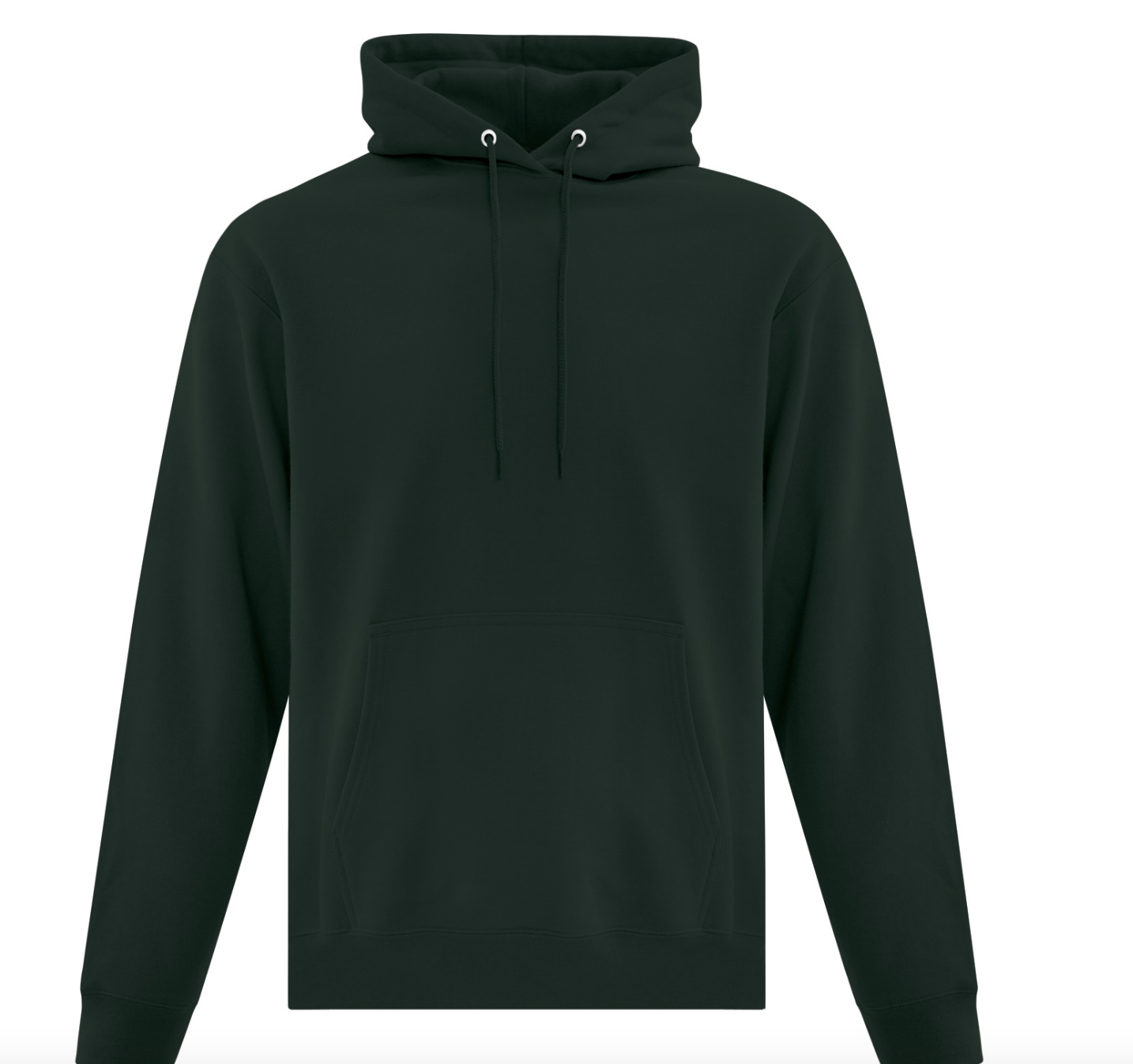 Cotton Hoodie in Dark Green LARGE CENTRED LOGO